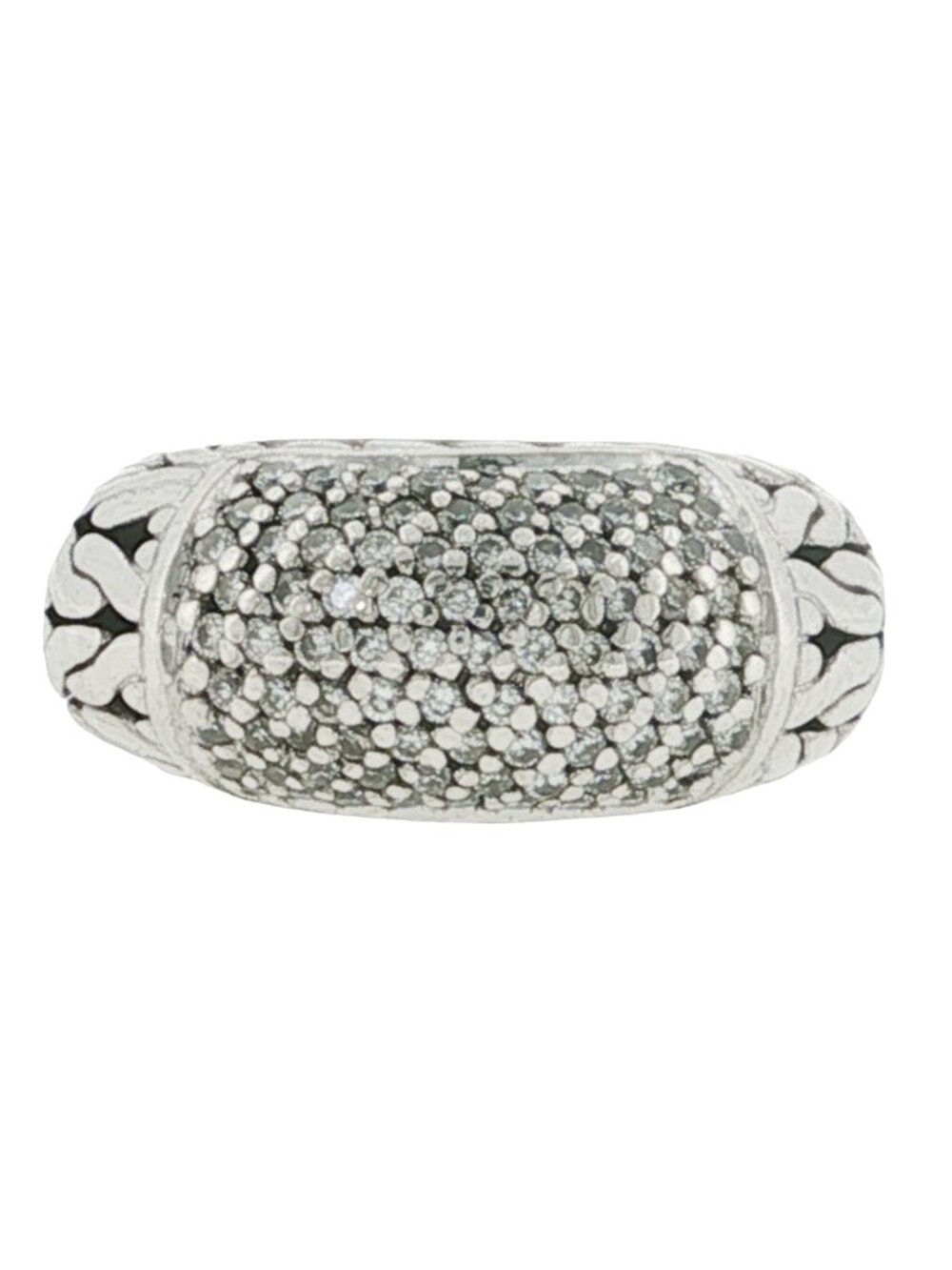 John Hardy 925 Sterling and 18K Classic Chain Diamond Dome Ring Size 7